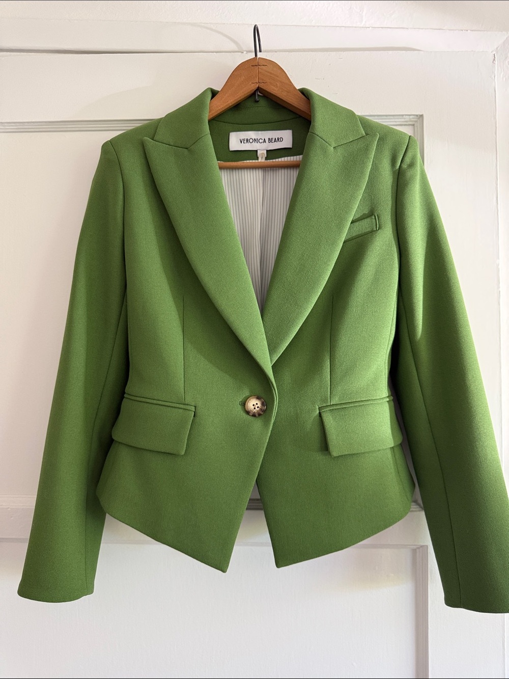 Veronica Beard Hosanna Dickey Jacket in Lemongrass, Single-Button Tailored Blaze